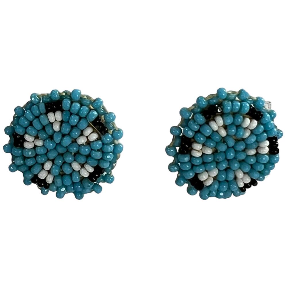 Vintage Turquoise Beaded Earrings Boho Southwestern Style Clip-On